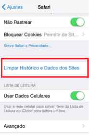 apagar historico safari ipad